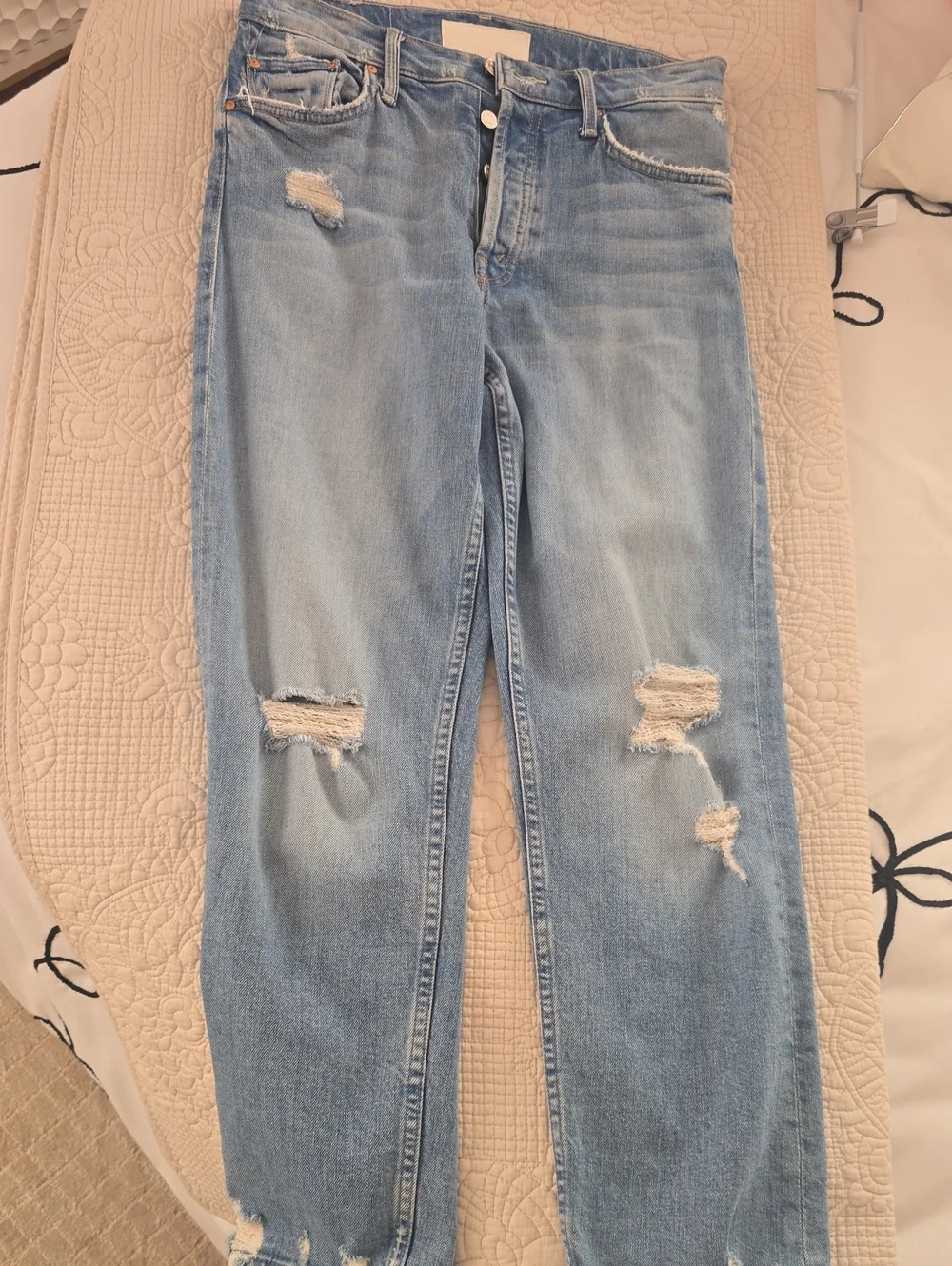 MOTHER The Tomcat Light Blue Distressed Women’s Jeans
